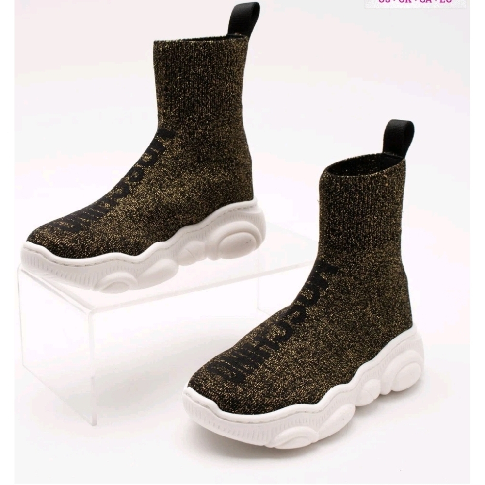 MOSCHINO TEEN Kids Sneakers EU33 UK1 US2 Knitted Logo Made in Italy